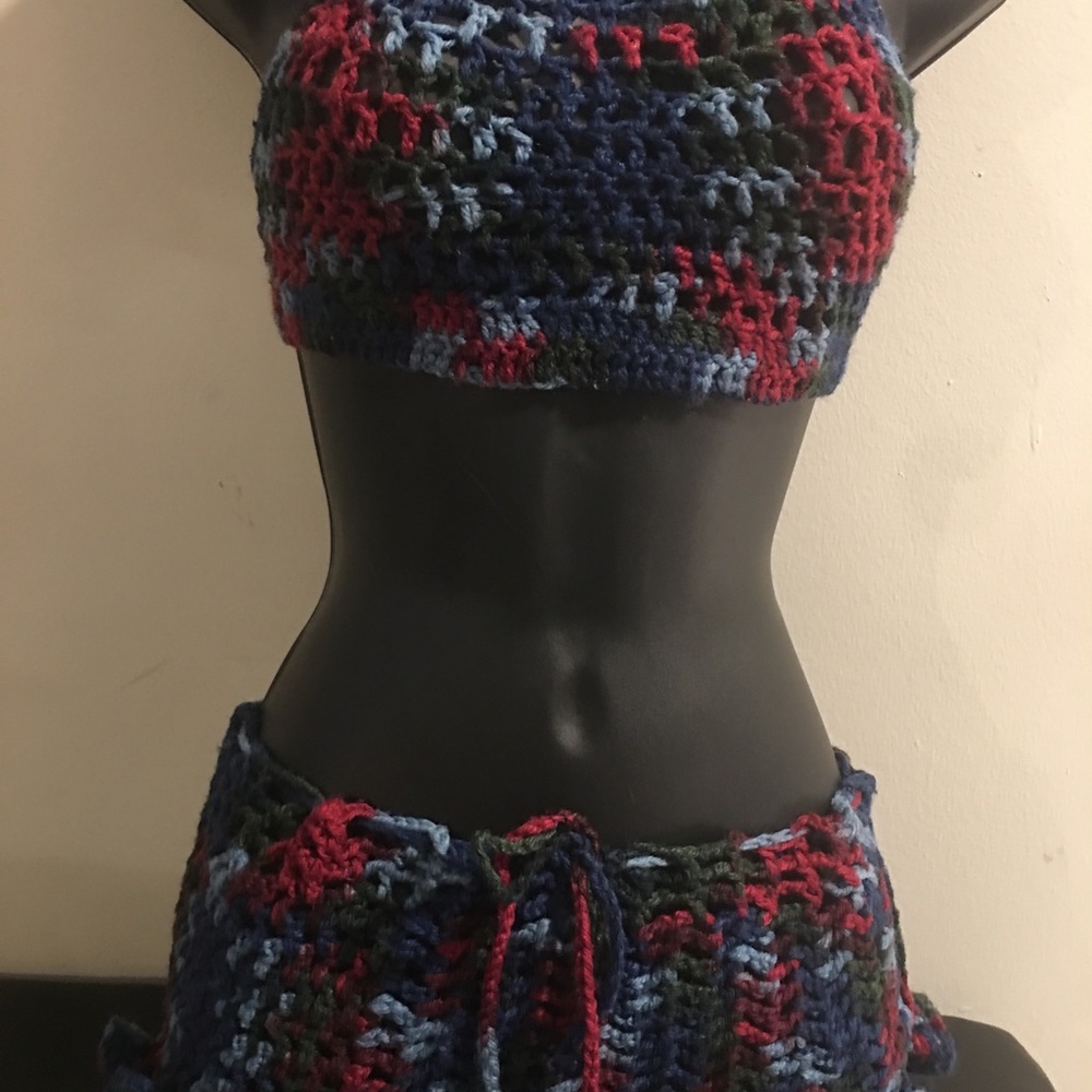 Exotic dance wear hand knitted outfits